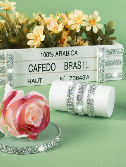 1 Yard Resin Rhinestone & Beaded Chain Decoration Tape, Rhinestone Beaded Decoration Tape, Mixed Size & Shape Stones, For Clothing Decoration & DIY Jewelry Making, With Strong Self-Adhesive Effect, Fe