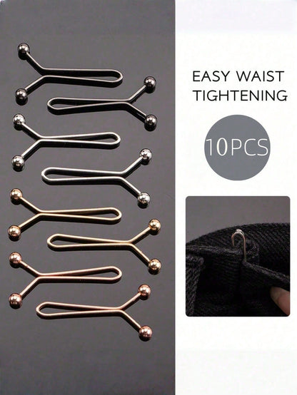 10-1pc U-Shaped Metal Belt, Minimalist Gold/Silver/Black Waist Clip, Pants Waist Tightener, No Sewing Required To Adjust Waist/Pant Leg/Cuff Length, Suitable For Clothing, Scarves, Curtains And Daily