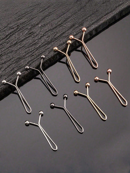 10-1pc U-Shaped Metal Belt, Minimalist Gold/Silver/Black Waist Clip, Pants Waist Tightener, No Sewing Required To Adjust Waist/Pant Leg/Cuff Length, Suitable For Clothing, Scarves, Curtains And Daily