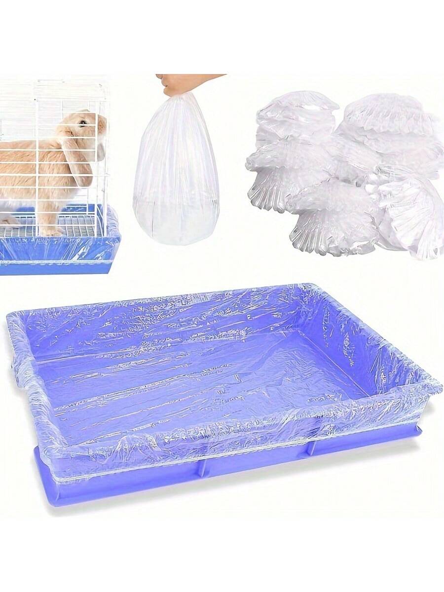 10/20/30/50/100pcs Stretchable Plastic Film Liners For Rabbit Cages, Small Pet Supplies, Leak-Proof Tray Liners, Easy To Clean Absorbent Pads, Dog Diapers, Cat Diapers, Pet Training Pads