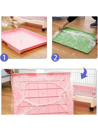 10/20/30/50/100pcs Stretchable Plastic Film Liners For Rabbit Cages, Small Pet Supplies, Leak-Proof Tray Liners, Easy To Clean Absorbent Pads, Dog Diapers, Cat Diapers, Pet Training Pads