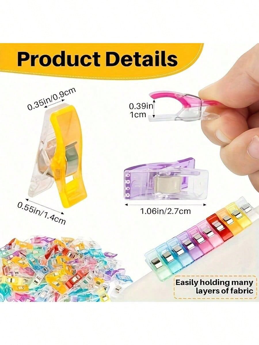 10/20pcs/Set Mini Random Color Edged Positioning Clips, Plastic Quilting Clips, Sewing Clips, Scrapbooking Clips, Fabric Fixation, DIY Craft Clips