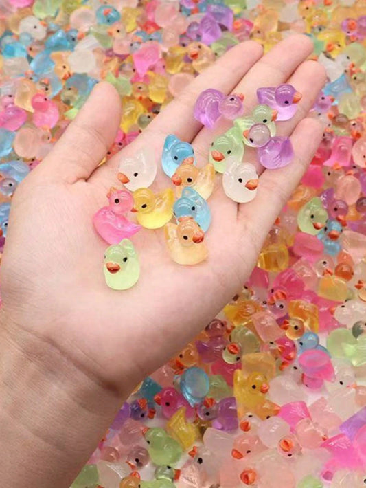10/30/50pcs DIY Luminous Ducklings, Mini Resin Animals, And Ducklings That Glow In The Dark, Perfect For Birthday Gifts, Sock Gifts, Party Gifts, Classroom Rewards, Prank Games, Landscape Gardens, Des