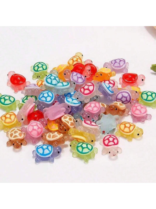 10/30/50pcs Set DIY Mini Turtle Figurines, Glow In The Dark Mini Resin Turtle Toys, Small Glowing Marine Animals For Holiday Gifts, Stocking Stuffers, Party Favors, Pranks, Landscape Garden Decor, Min