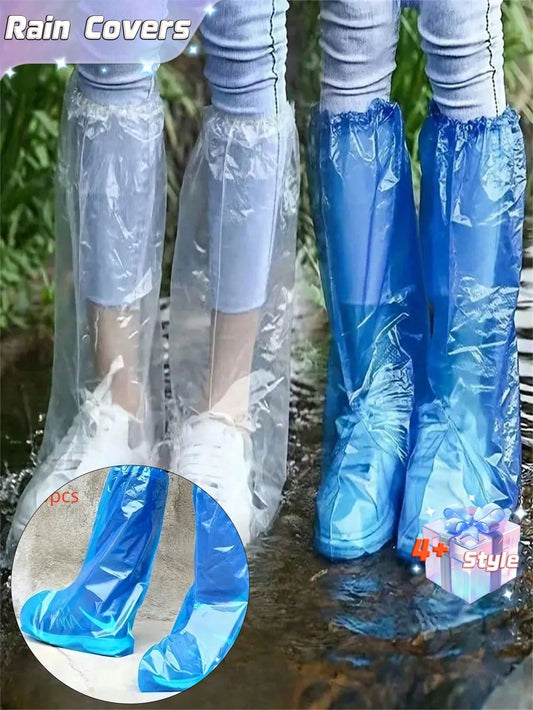 10/50Pcs 45Cm High Unisex Disposable Waterproof Shoe Covers, Thickened Waterproof, Anti-Slip And Dustproof Shoe Covers, Easy To Carry, Suitable For Gardening, Outdoor, Rainy Day Riding, School, Office
