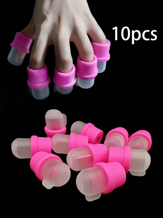 10/5pcs Gel Nail Polish Remover Caps- Easy Removal, Nail Removal Covers, Fingertip Nail Remover, Nail Art Removal Tool, Fingertip Nail Remover, UV Gel Nail Polish Remover, Nail Soaking Caps, Reusable