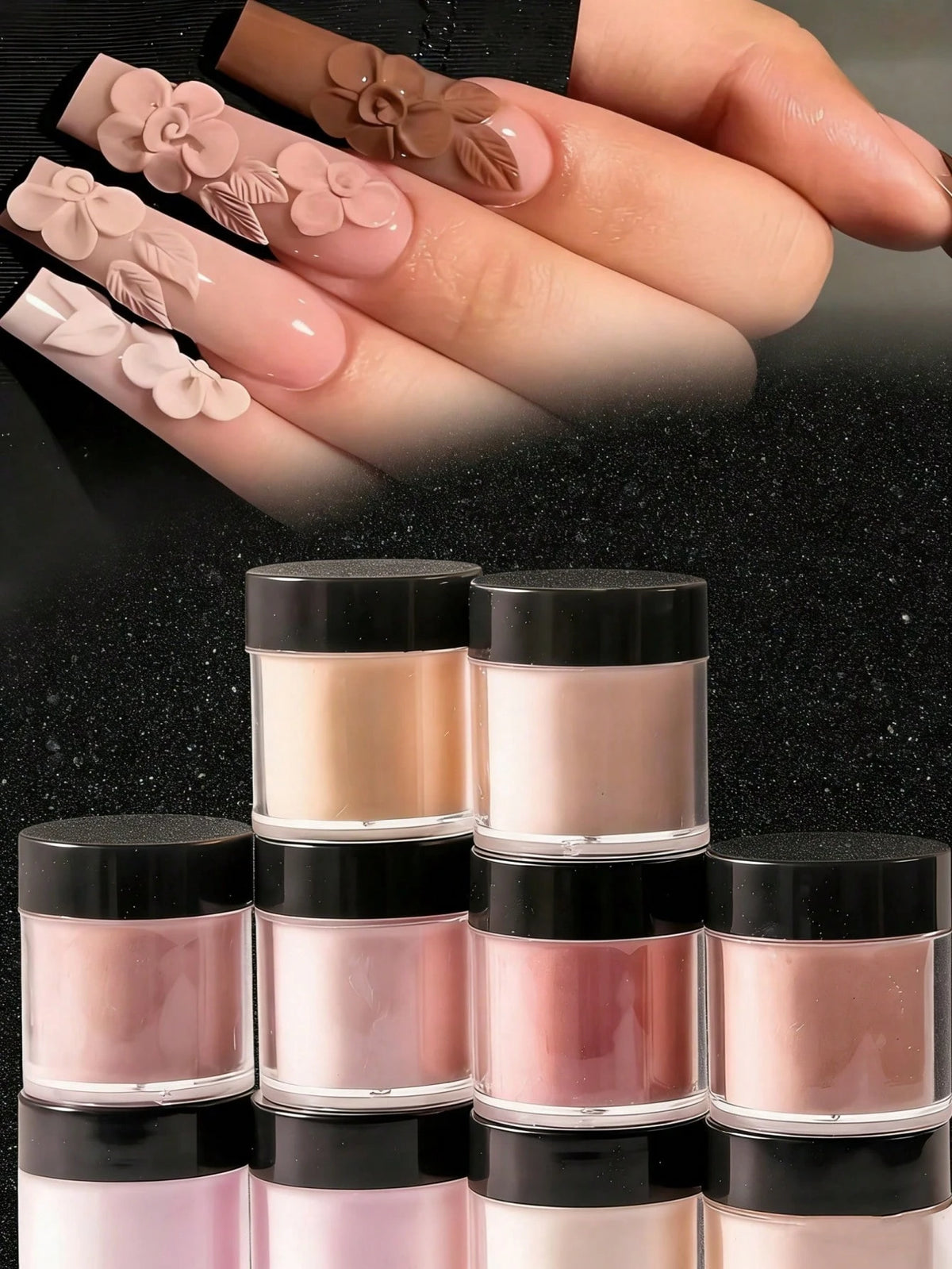 10 Colors Nail Powder Set, Nude Pink & White High Gloss Series Set, Nail Art DIY Design, 3D Sculpting French Manicure Extension & Nail Carving, Gift For Women/Girls