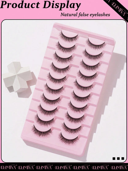 10 Pairs 5D Curly, Natural-Looking False Eyelashes, 10mm Strip Eyelashes