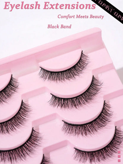 10 Pairs 5D Curly, Natural-Looking False Eyelashes, 10mm Strip Eyelashes