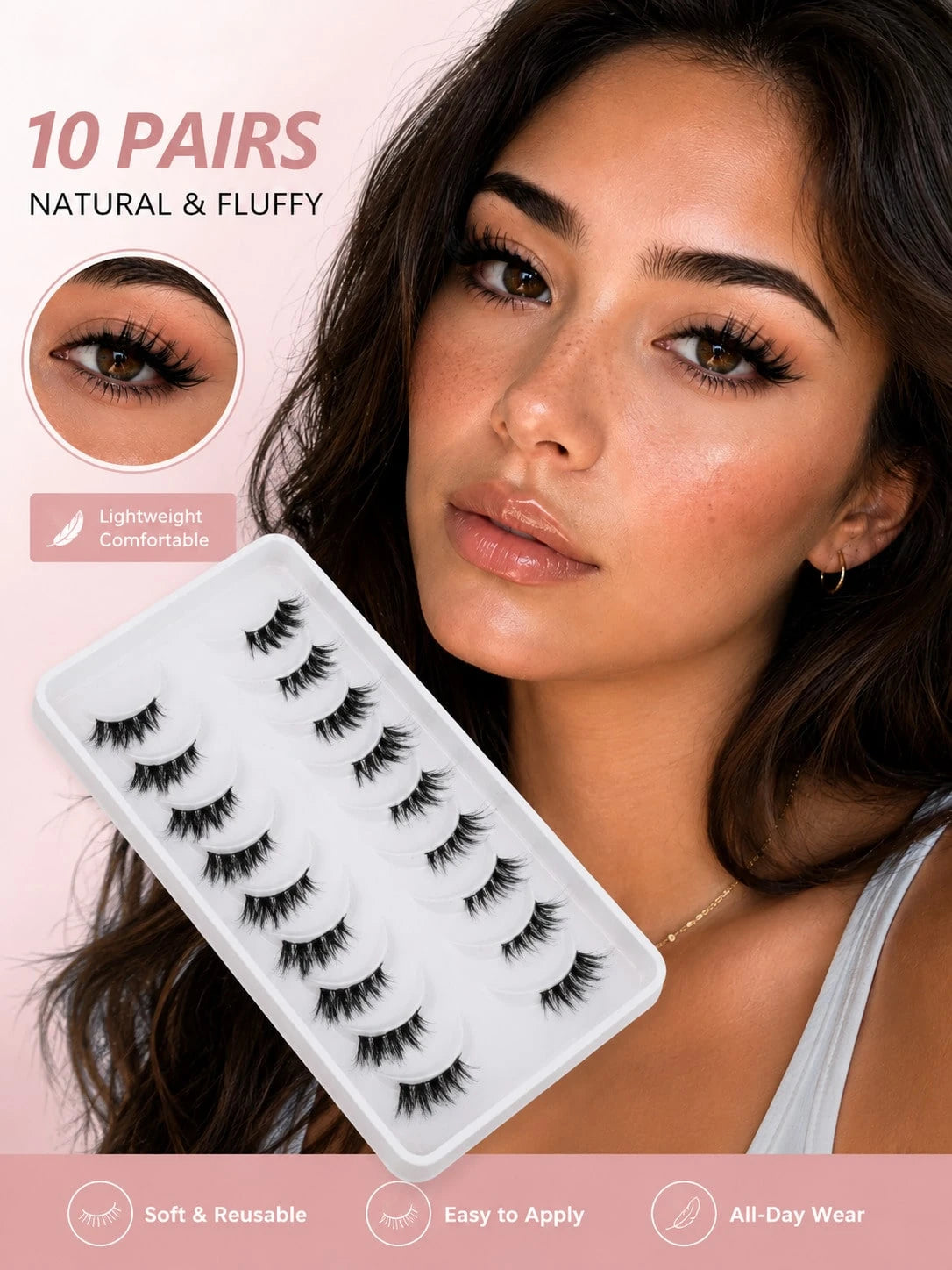 10 Pairs C Curl Cat Eye Half Lash, Transparent Invisible Band Half Strip False Eyelashes, Natural Thin Fluffy 3D Outer Corner Accent Style, Soft Lightweight Reusable, Suitable For Beginners, Daily Mak