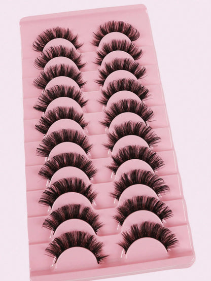 10 Pairs Russian Faux Mink Lashes, 3D Fluffy Dramatic Wispy False Eyelashes, Lengthening & Volumizing Eyelash Extension Kit, Makeup Beauty Products