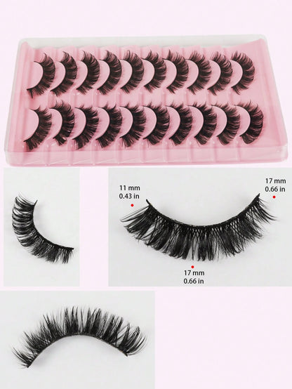 10 Pairs Russian Faux Mink Lashes, 3D Fluffy Dramatic Wispy False Eyelashes, Lengthening & Volumizing Eyelash Extension Kit, Makeup Beauty Products