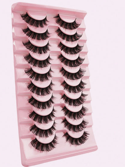 10 Pairs Russian Faux Mink Lashes, 3D Fluffy Dramatic Wispy False Eyelashes, Lengthening & Volumizing Eyelash Extension Kit, Makeup Beauty Products