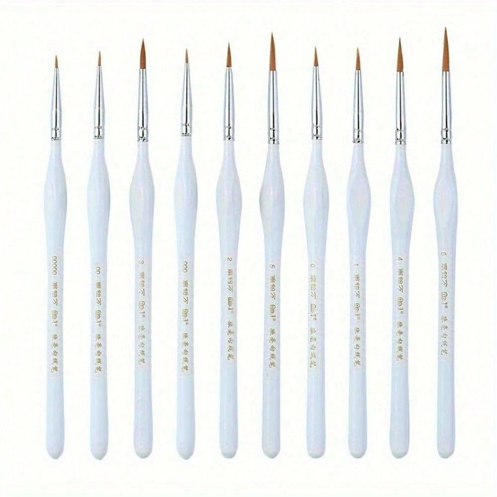 10 Piece Wood Detail Painting Brush Set Miniature Brushes With Triangular Handles For Fine Detail And Art Painting- Acrylic, Watercolor, Oil Painting, Acrylic Paint Pens, Chalk Set, Art Painting Pen