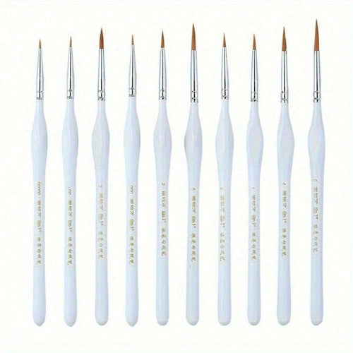 10 Piece Wood Detail Painting Brush Set Miniature Brushes With Triangular Handles For Fine Detail And Art Painting- Acrylic, Watercolor, Oil Painting, Acrylic Paint Pens, Chalk Set, Art Painting Pen