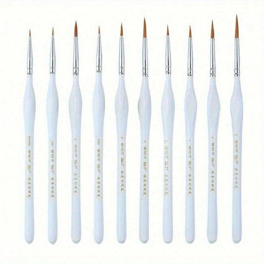 10 Piece Wood Detail Painting Brush Set Miniature Brushes With Triangular Handles For Fine Detail And Art Painting- Acrylic, Watercolor, Oil Painting, Acrylic Paint Pens, Chalk Set, Art Painting Pen