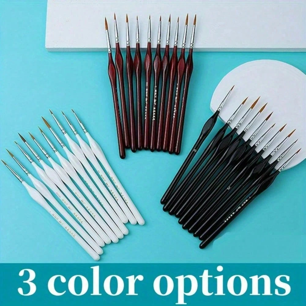10 Piece Wood Detail Painting Brush Set Miniature Brushes With Triangular Handles For Fine Detail And Art Painting- Acrylic, Watercolor, Oil Painting, Acrylic Paint Pens, Chalk Set, Art Painting Pen