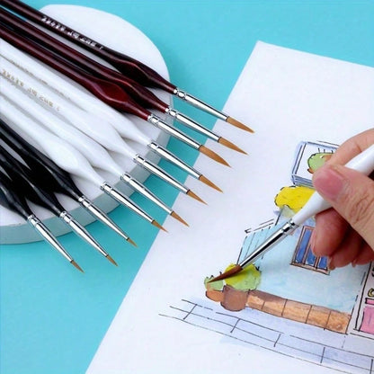 10 Piece Wood Detail Painting Brush Set Miniature Brushes With Triangular Handles For Fine Detail And Art Painting- Acrylic, Watercolor, Oil Painting, Acrylic Paint Pens, Chalk Set, Art Painting Pen