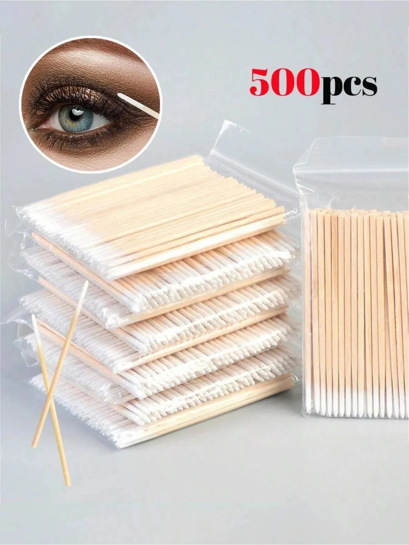 100/200/300/500/2000/5000pcs/20pcs Double-Ended Nail Polish Applicator Sticks, Small Double-Ended Eyebrow Makeup Applicator Tools, Approx. 100pcs/Pack (Packaging Options 1/2/3/5 Packs), Multi-Function