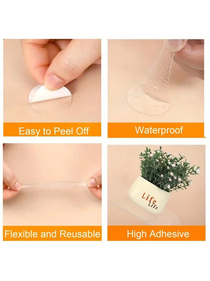 100/200/300pcs Acrylic Polka Dot Double-Sided Adhesive Tape, Christmas Decoration Fixative Sticker, Dot Sticker Tape, Size 12mm/0.39inch, 20mm/0.78inch, Removable Transparent Adhesive Tape Without Tra