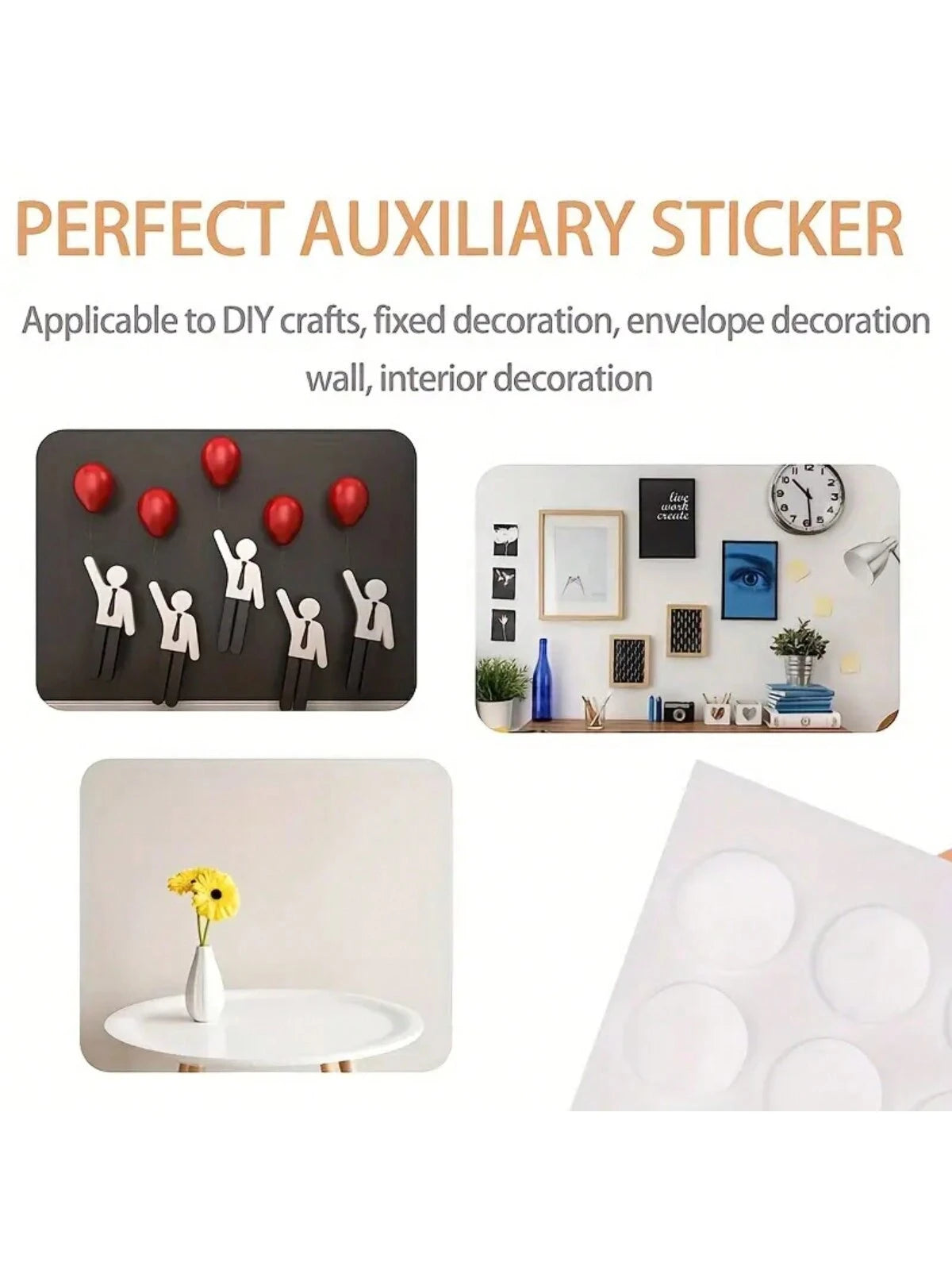 100/200/300pcs Acrylic Polka Dot Double-Sided Adhesive Tape, Christmas Decoration Fixative Sticker, Dot Sticker Tape, Size 12mm/0.39inch, 20mm/0.78inch, Removable Transparent Adhesive Tape Without Tra