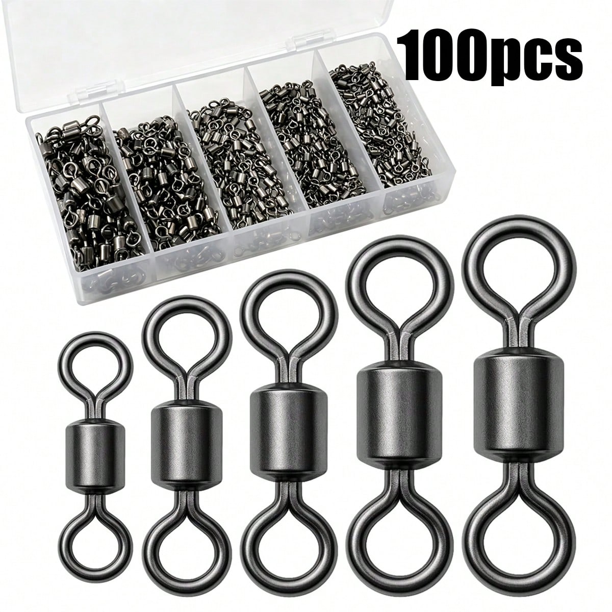 100/20pcs Stainless Steel Barrel Swivels For Saltwater And Freshwater Fishing
