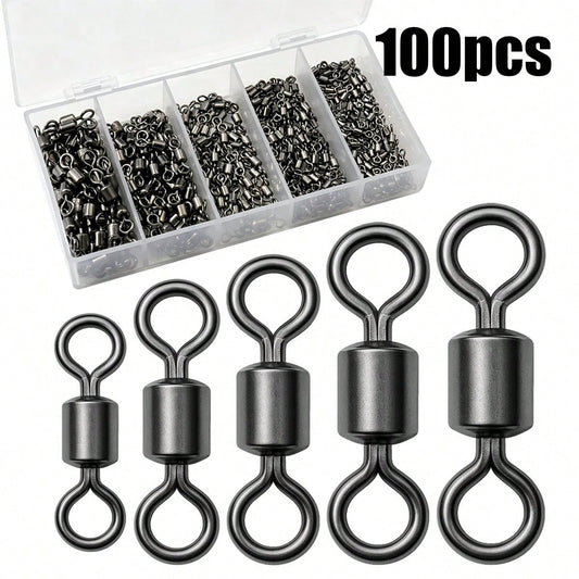 100/20pcs Stainless Steel Barrel Swivels For Saltwater And Freshwater Fishing