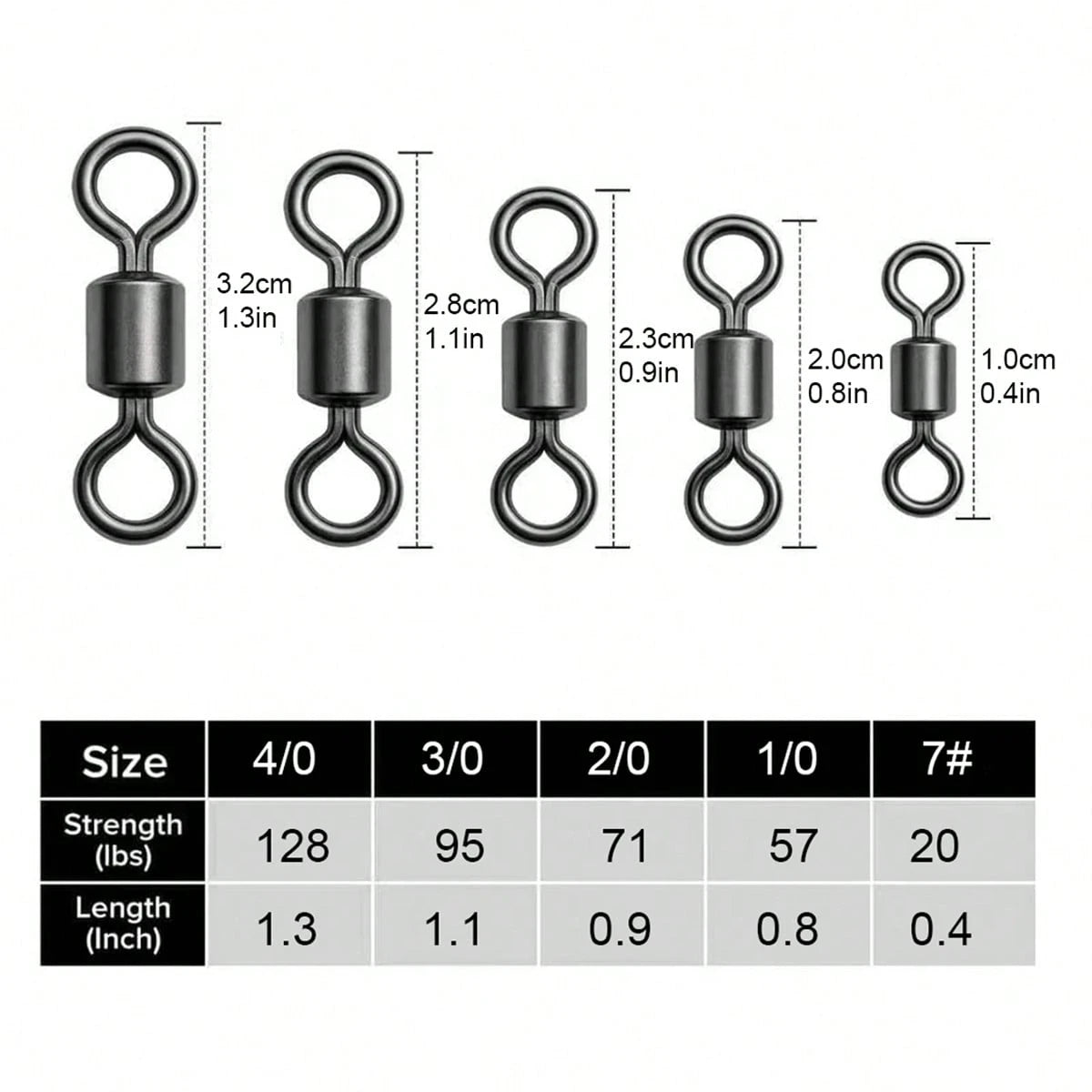 100/20pcs Stainless Steel Barrel Swivels For Saltwater And Freshwater Fishing