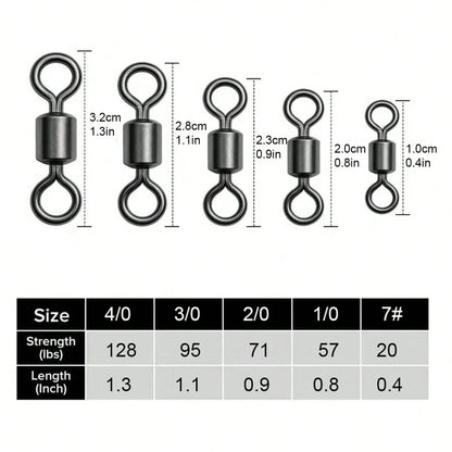 100/20pcs Stainless Steel Barrel Swivels For Saltwater And Freshwater Fishing