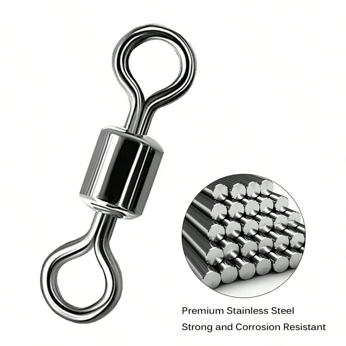 100/20pcs Stainless Steel Barrel Swivels For Saltwater And Freshwater Fishing