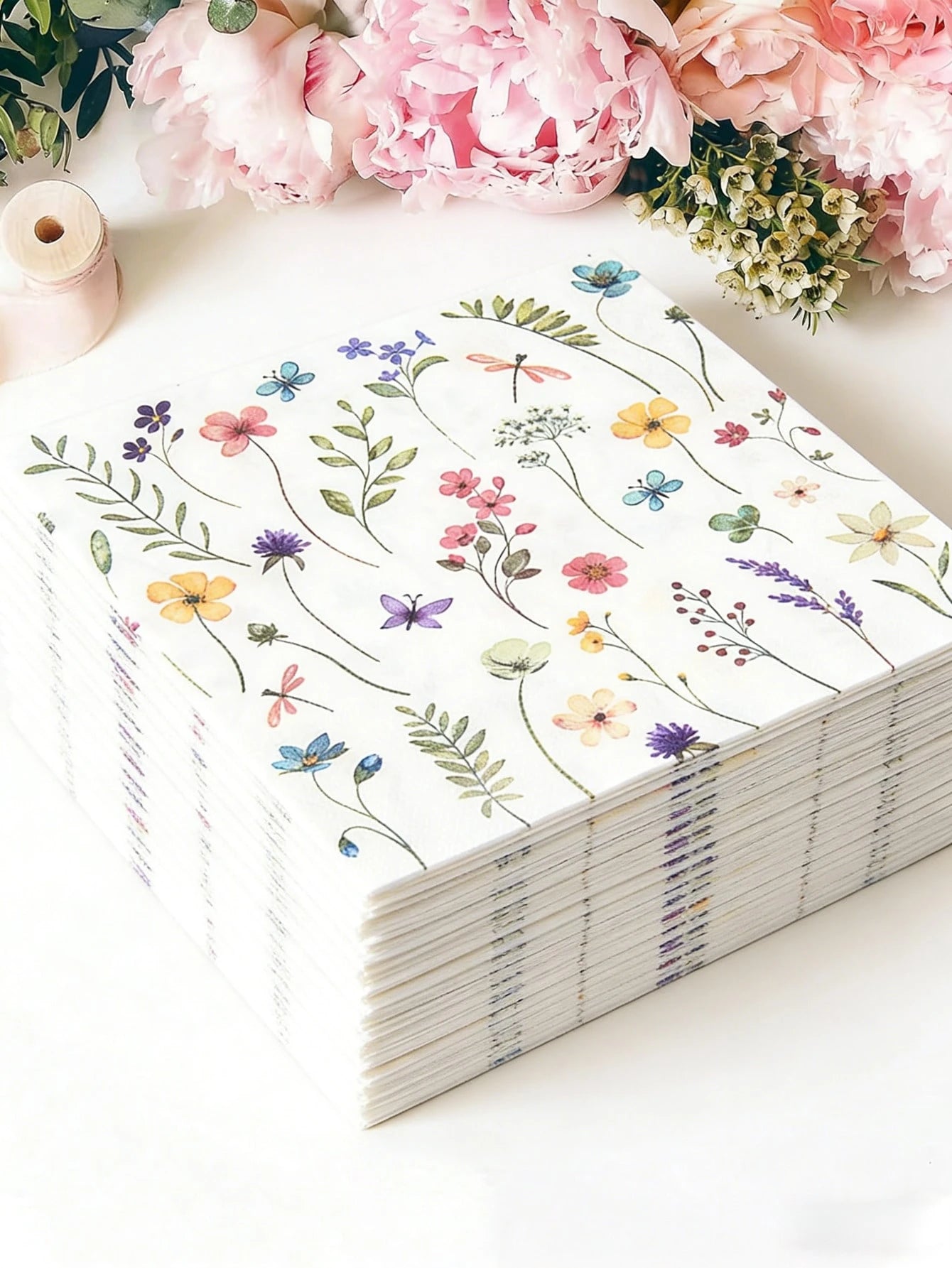 100/60/16pcs Wild Flower Pattern Paper Napkins, Spring Floral Pattern Paper Napkins, Birthday Decor Tableware Napkins, Cute Flower Tableware, Tea Party Wedding Party Decor, Baby Shower Decor, Home Dec