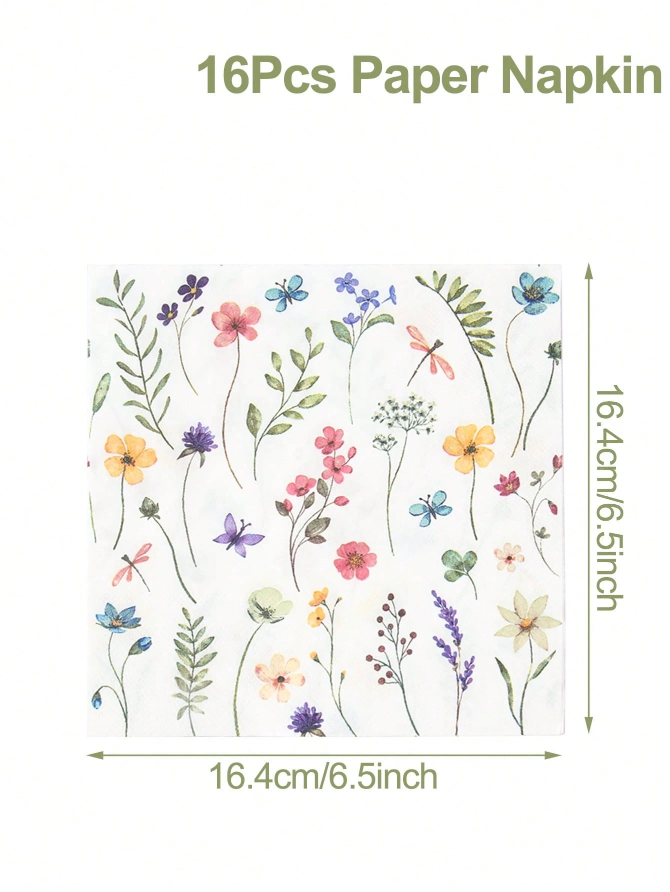 100/60/16pcs Wild Flower Pattern Paper Napkins, Spring Floral Pattern Paper Napkins, Birthday Decor Tableware Napkins, Cute Flower Tableware, Tea Party Wedding Party Decor, Baby Shower Decor, Home Dec