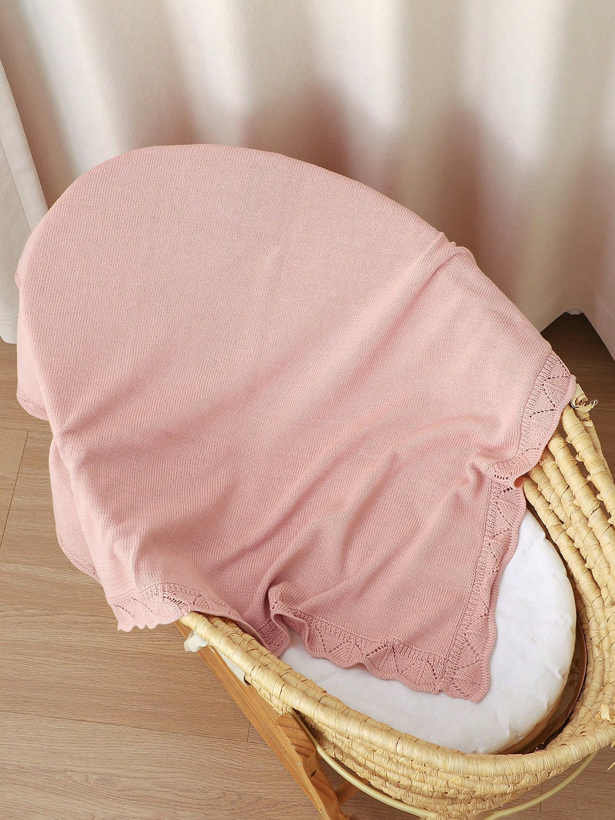 100*80cm 100% Cotton Knitted Baby Blanket, Newborn Stroller Blanket, Soft & Comfortable Baby Swaddle Wrap, All Season Baby Essentials