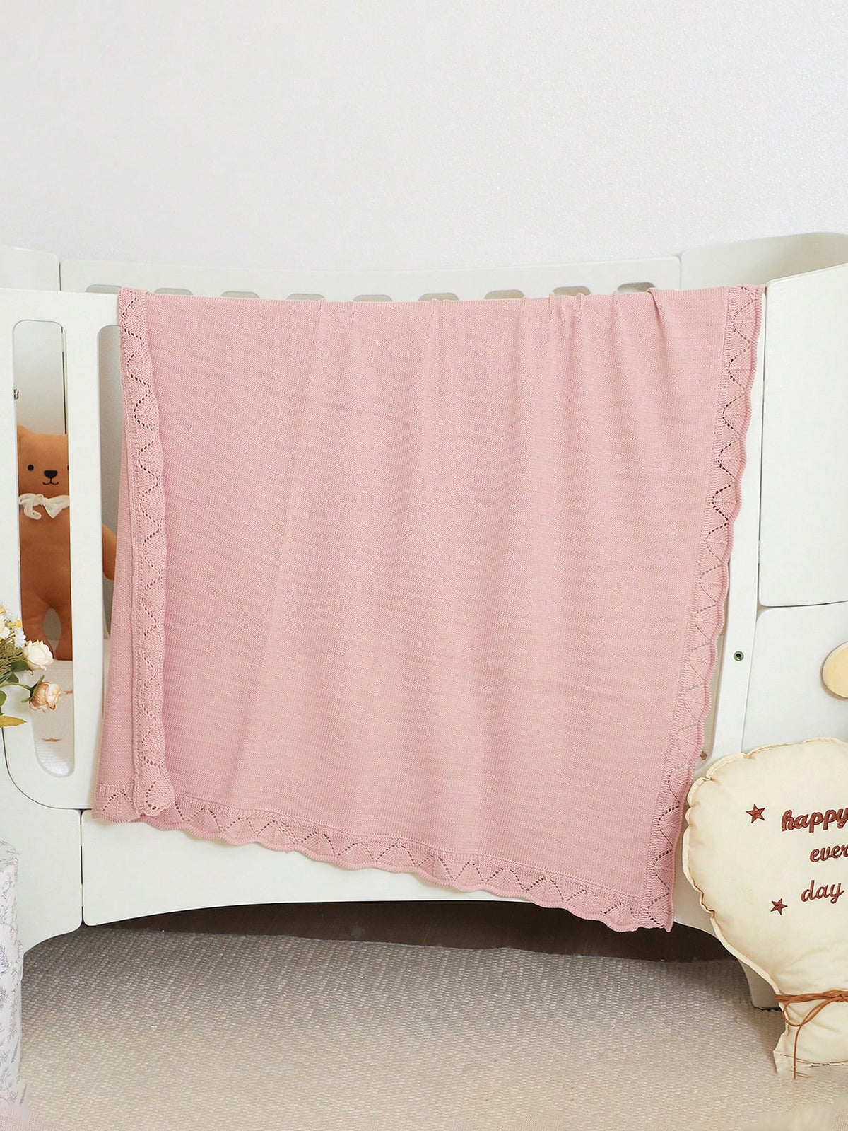 100*80cm 100% Cotton Knitted Baby Blanket, Newborn Stroller Blanket, Soft & Comfortable Baby Swaddle Wrap, All Season Baby Essentials