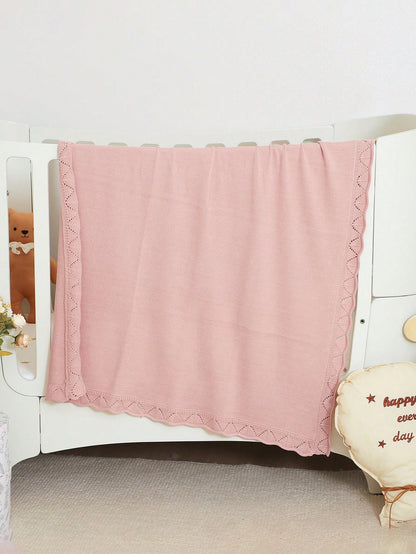 100*80cm 100% Cotton Knitted Baby Blanket, Newborn Stroller Blanket, Soft & Comfortable Baby Swaddle Wrap, All Season Baby Essentials