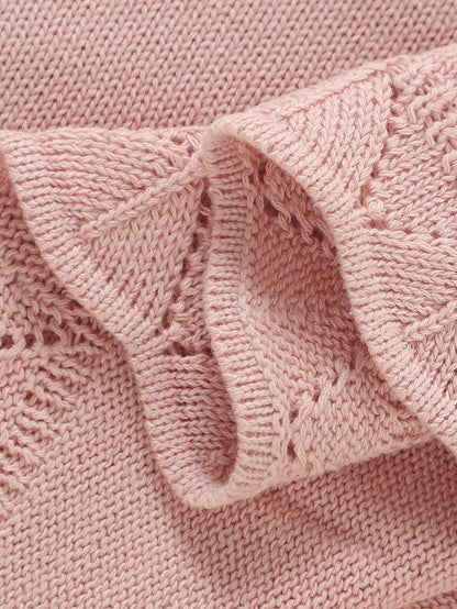 100*80cm 100% Cotton Knitted Baby Blanket, Newborn Stroller Blanket, Soft & Comfortable Baby Swaddle Wrap, All Season Baby Essentials