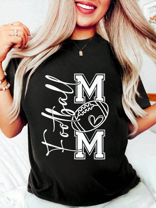 100% Cotton Football Mom Football Mom Football Mom Football Football Mom T-Shirt Women's Men's Graphic Tee Comfort Crew Neck Summer Vacation Tops