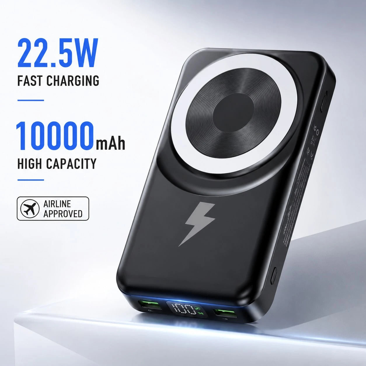 10000mAh Fast Charging Magnetic Power Bank With Foldable Stand Built-In Cables, 15W Wireless Fast Charging LED Digital Power Display Strong Magnetic Attachment, Travel Essentials Camping Essentials Sc
