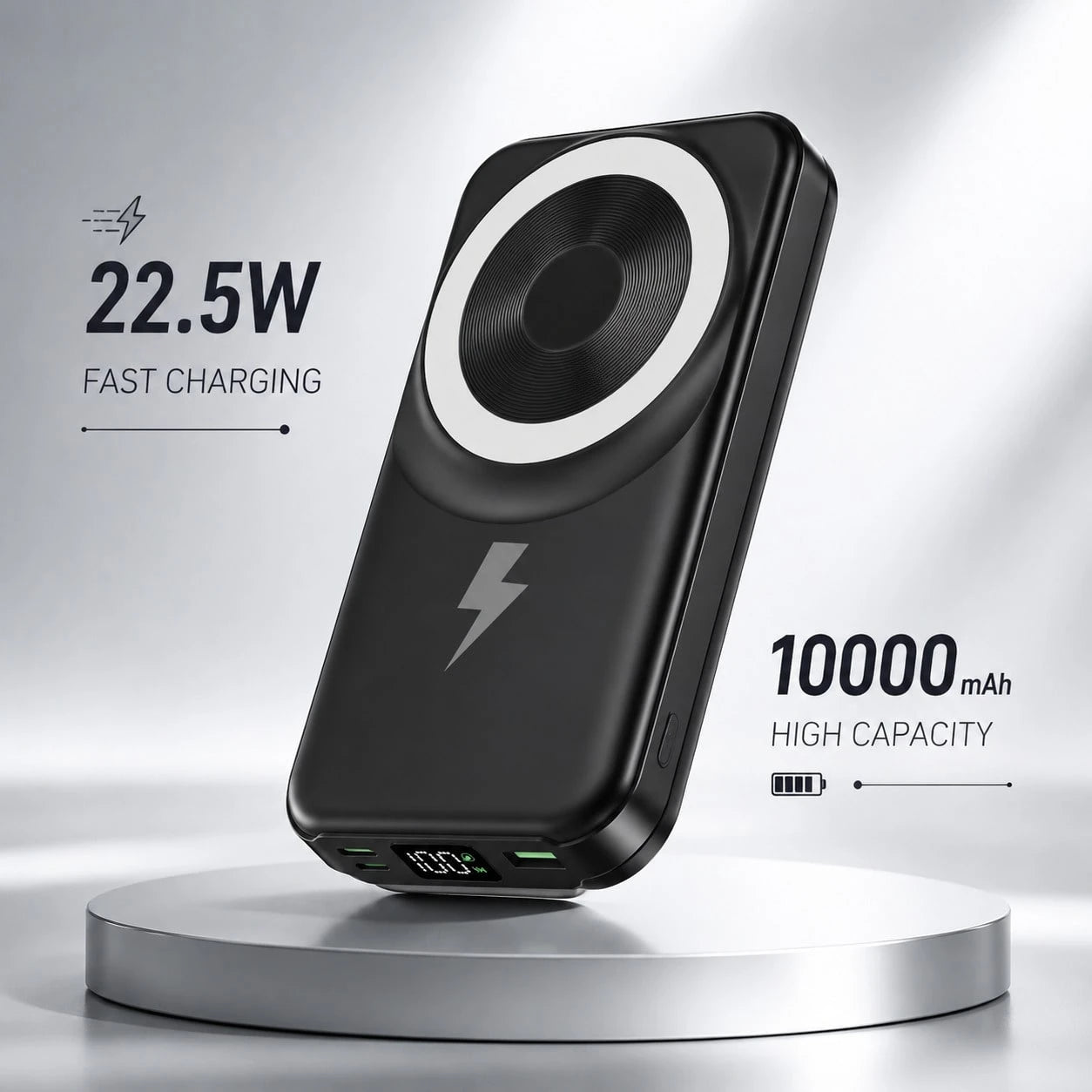 10000mAh MagSafe Compatible Wireless Charging Bank, Foldable Phone Stand Built-In Dual Cables 22.5W Fast Charging 15W Magnetic Charging, Camping Essentials Dorm Essentials Back To School Gear For IPho