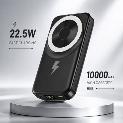 10000mAh MagSafe Compatible Wireless Charging Bank, Foldable Phone Stand Built-In Dual Cables 22.5W Fast Charging 15W Magnetic Charging, Camping Essentials Dorm Essentials Back To School Gear For IPho