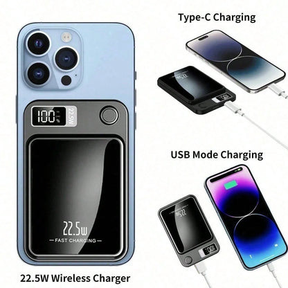 10000mAh Multi-Functional Magnetic Wireless Power Bank, Dual Fast Charging System 15W Inductive Wireless + 20W PD USB-C Quick Charge, Smart LED Digital Battery Monitor Ultra Slim Portable Build, Aviat