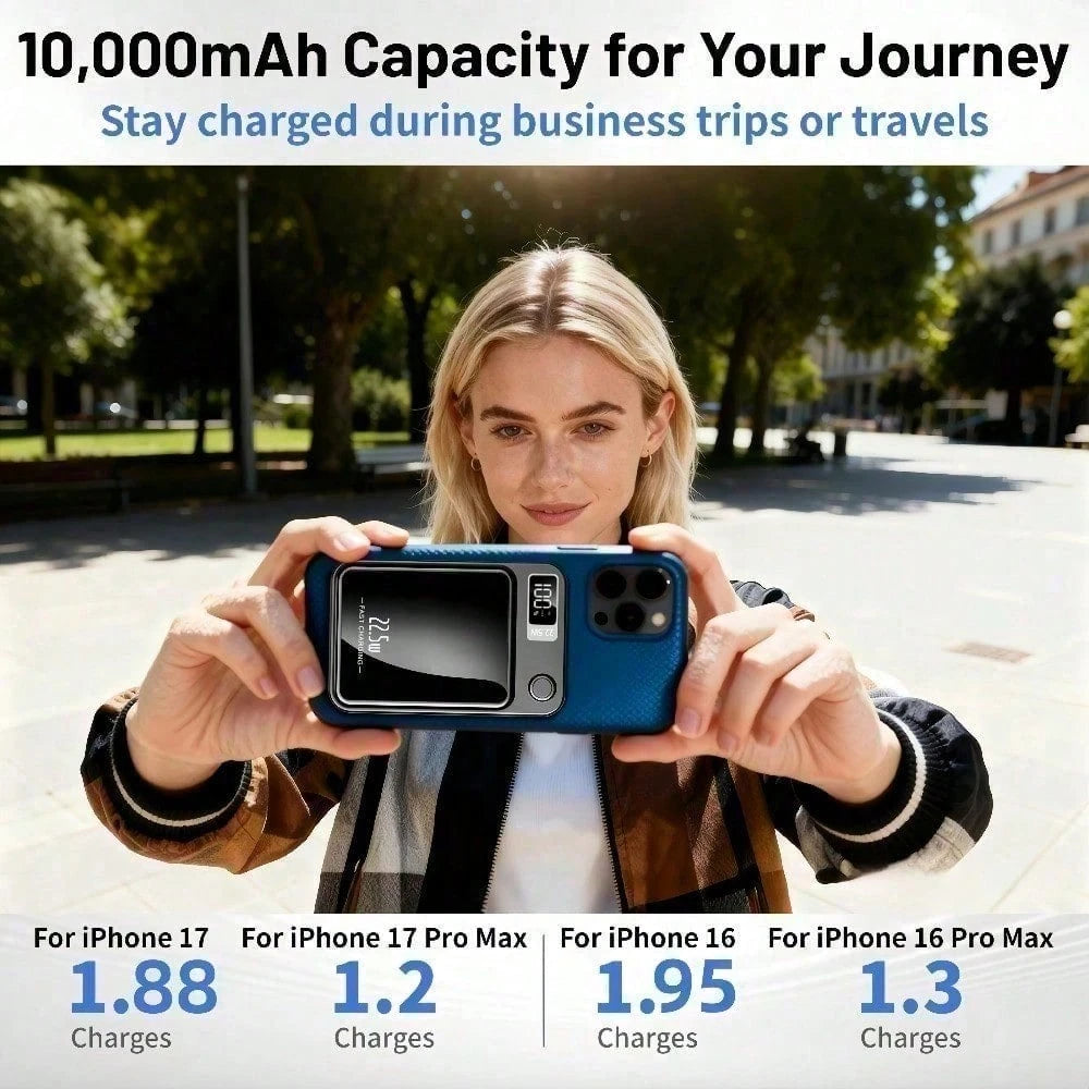 10000mAh Multi-Functional Magnetic Wireless Power Bank, Dual Fast Charging System 15W Inductive Wireless + 20W PD USB-C Quick Charge, Smart LED Digital Battery Monitor Ultra Slim Portable Build, Aviat