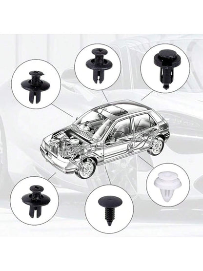 100pcs Bumper Clips, Plastic Rivets Fasteners Kits, Automotive Push-Type Retainers Set With Size, Includes Fastener Removal Tool