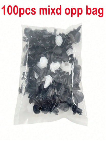 100pcs Bumper Clips, Plastic Rivets Fasteners Kits, Automotive Push-Type Retainers Set With Size, Includes Fastener Removal Tool