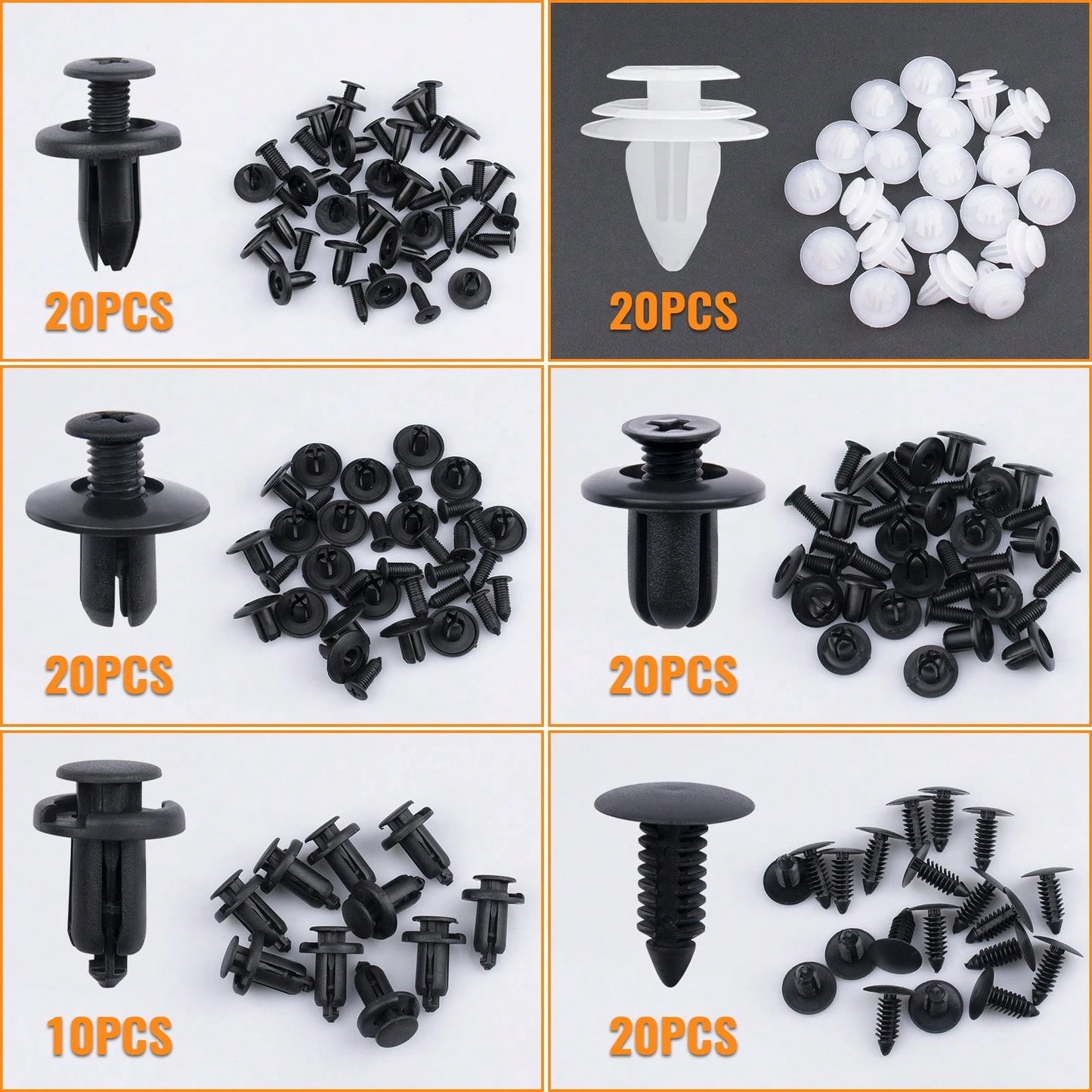 100pcs Bumper Clips, Plastic Rivets Fasteners Kits, Automotive Push-Type Retainers Set With Size, Includes Fastener Removal Tool