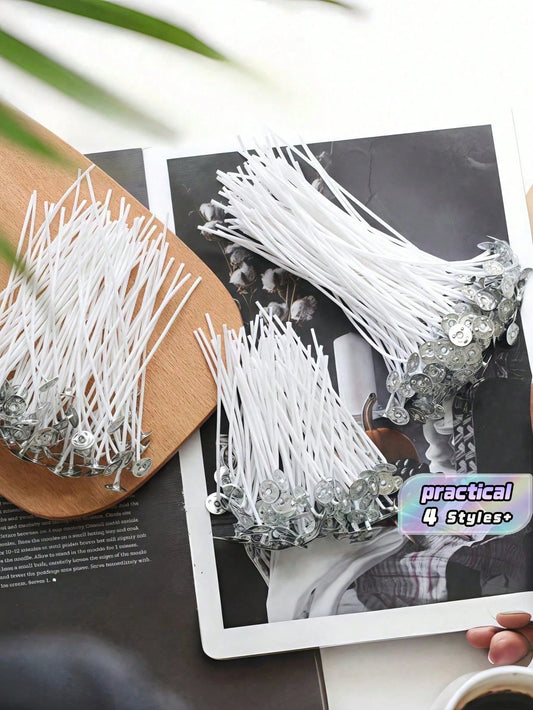 100PCS Multi Length Pre Waxed Smokeless Lead Free Metal Sustainer Candle Wick Stable Burning For Soy Beeswax Paraffin Diy Wedding Aromatherapy Home Craft Decor Supply