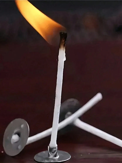 100PCS Multi Length Pre Waxed Smokeless Lead Free Metal Sustainer Candle Wick Stable Burning For Soy Beeswax Paraffin Diy Wedding Aromatherapy Home Craft Decor Supply