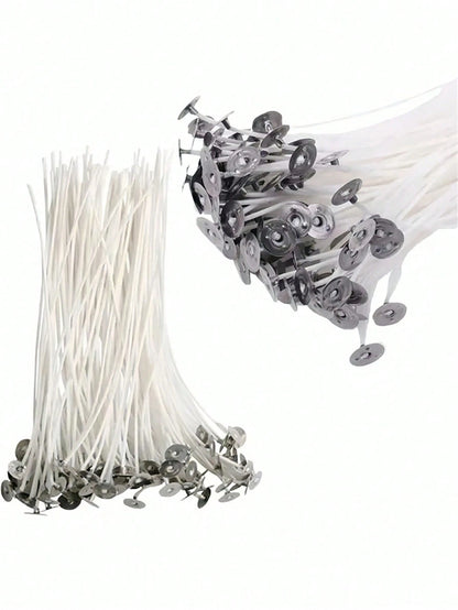 100PCS Multi Length Pre Waxed Smokeless Lead Free Metal Sustainer Candle Wick Stable Burning For Soy Beeswax Paraffin Diy Wedding Aromatherapy Home Craft Decor Supply