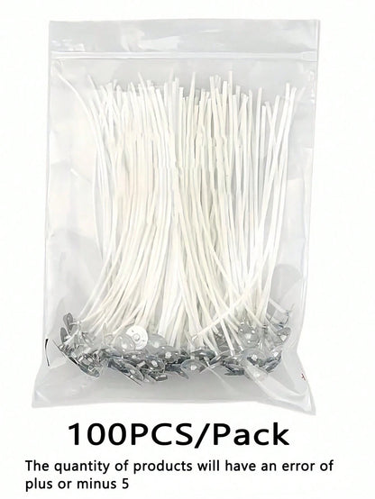 100PCS Multi Length Pre Waxed Smokeless Lead Free Metal Sustainer Candle Wick Stable Burning For Soy Beeswax Paraffin Diy Wedding Aromatherapy Home Craft Decor Supply