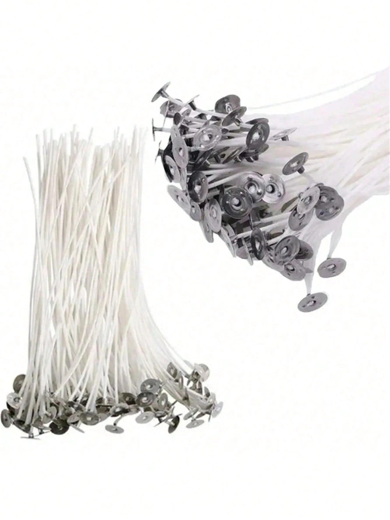 100Pcs Pre-Waxed Candle Wicks With Metal Sustainers Smokeless & Lead-Free For Soy Wax, Beeswax & Paraffin Candle Making DIY Craft Supplies For Container, Pillar, Votive Candles Home Decor, Wedding Par